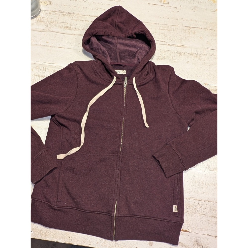 UGG Australia Womens Burgundy Fleece Lined Full Zip Hoodie Sweatshirt Size M